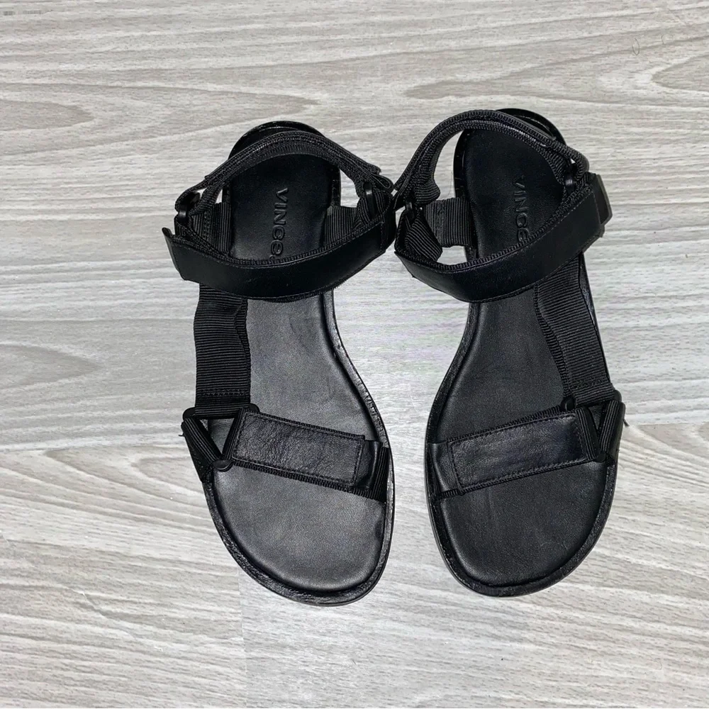 Vince Leather Parks Sandal in Black Size 6.5